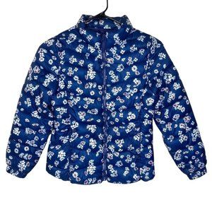 Zara Outerwear Girl’s Floral Puffer Winter Jacket Coat Pockets Blue Size 10